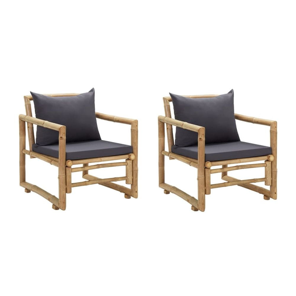 Vidaxl Záhradné stoličky s podložkami 2 ks bambusové